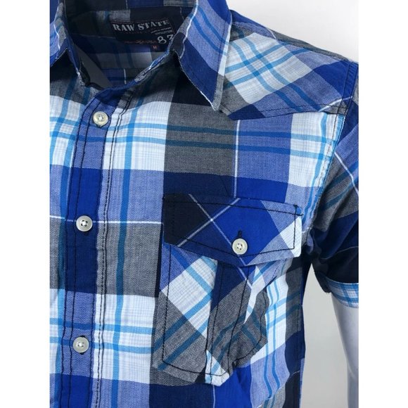 RAW STATE AFFLICTION Men's Button Down Shirt Short - Picture 8 of 10